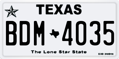 TX license plate BDM4035