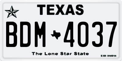 TX license plate BDM4037