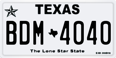 TX license plate BDM4040