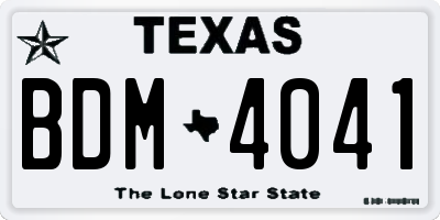 TX license plate BDM4041