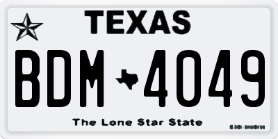 TX license plate BDM4049