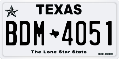 TX license plate BDM4051
