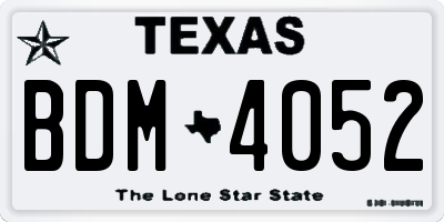 TX license plate BDM4052