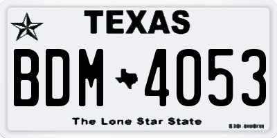 TX license plate BDM4053