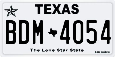 TX license plate BDM4054