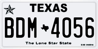 TX license plate BDM4056
