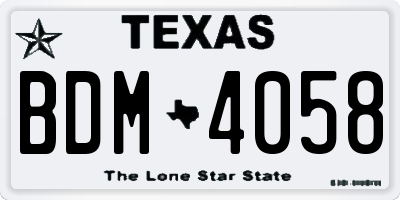 TX license plate BDM4058