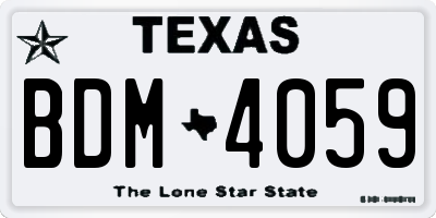 TX license plate BDM4059