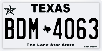 TX license plate BDM4063