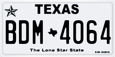 TX license plate BDM4064