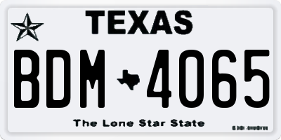 TX license plate BDM4065