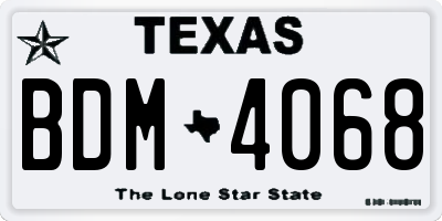 TX license plate BDM4068