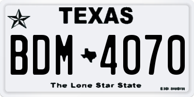TX license plate BDM4070