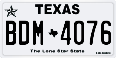 TX license plate BDM4076