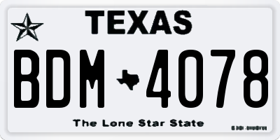 TX license plate BDM4078