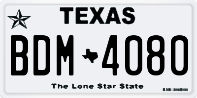 TX license plate BDM4080