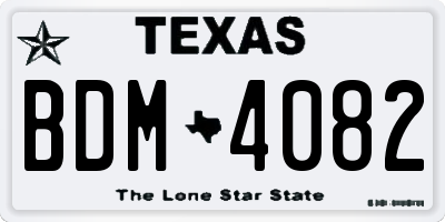 TX license plate BDM4082