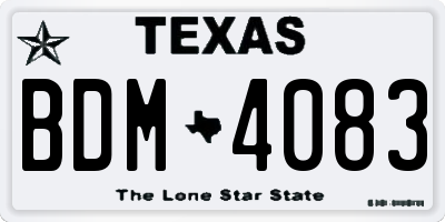 TX license plate BDM4083