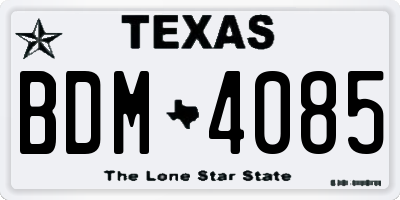 TX license plate BDM4085