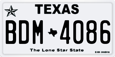 TX license plate BDM4086