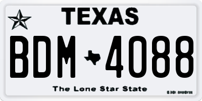 TX license plate BDM4088