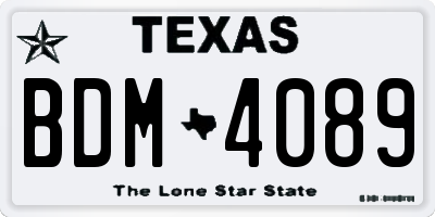 TX license plate BDM4089