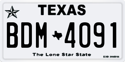TX license plate BDM4091