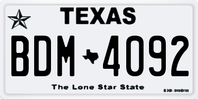 TX license plate BDM4092