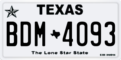 TX license plate BDM4093