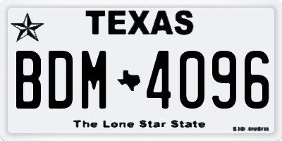 TX license plate BDM4096