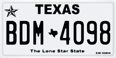 TX license plate BDM4098