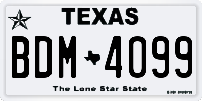 TX license plate BDM4099