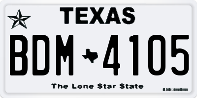 TX license plate BDM4105