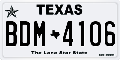 TX license plate BDM4106
