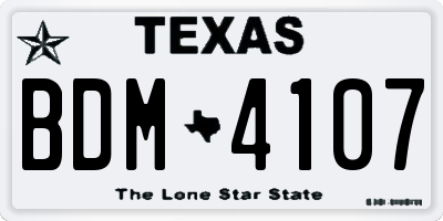 TX license plate BDM4107