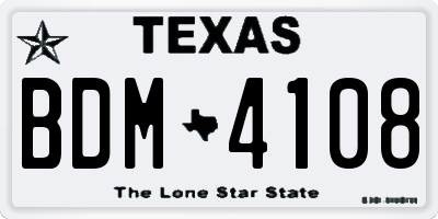 TX license plate BDM4108