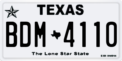 TX license plate BDM4110