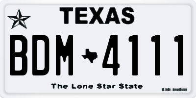 TX license plate BDM4111