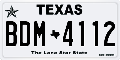 TX license plate BDM4112