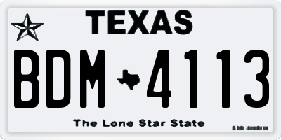 TX license plate BDM4113