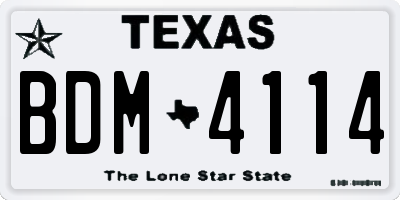 TX license plate BDM4114