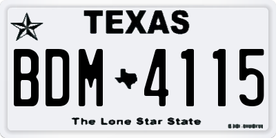 TX license plate BDM4115