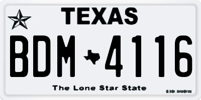 TX license plate BDM4116