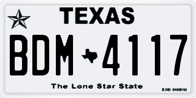 TX license plate BDM4117