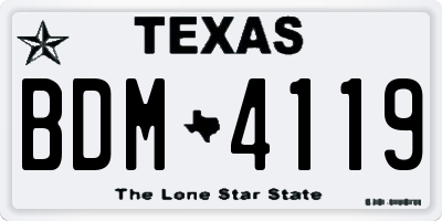 TX license plate BDM4119