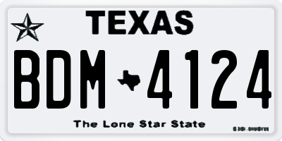 TX license plate BDM4124