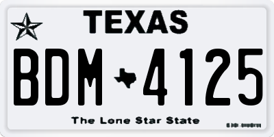 TX license plate BDM4125