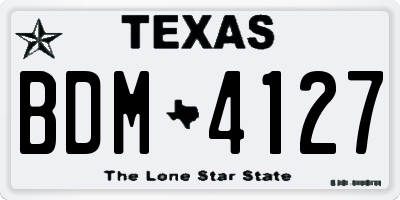 TX license plate BDM4127