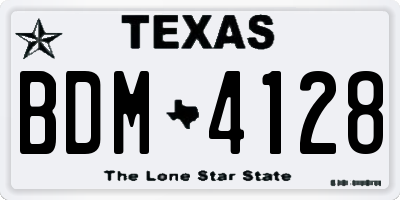 TX license plate BDM4128