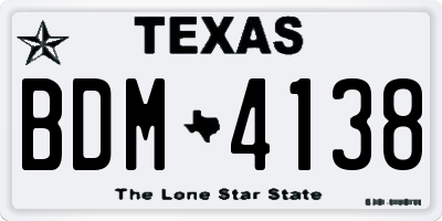 TX license plate BDM4138